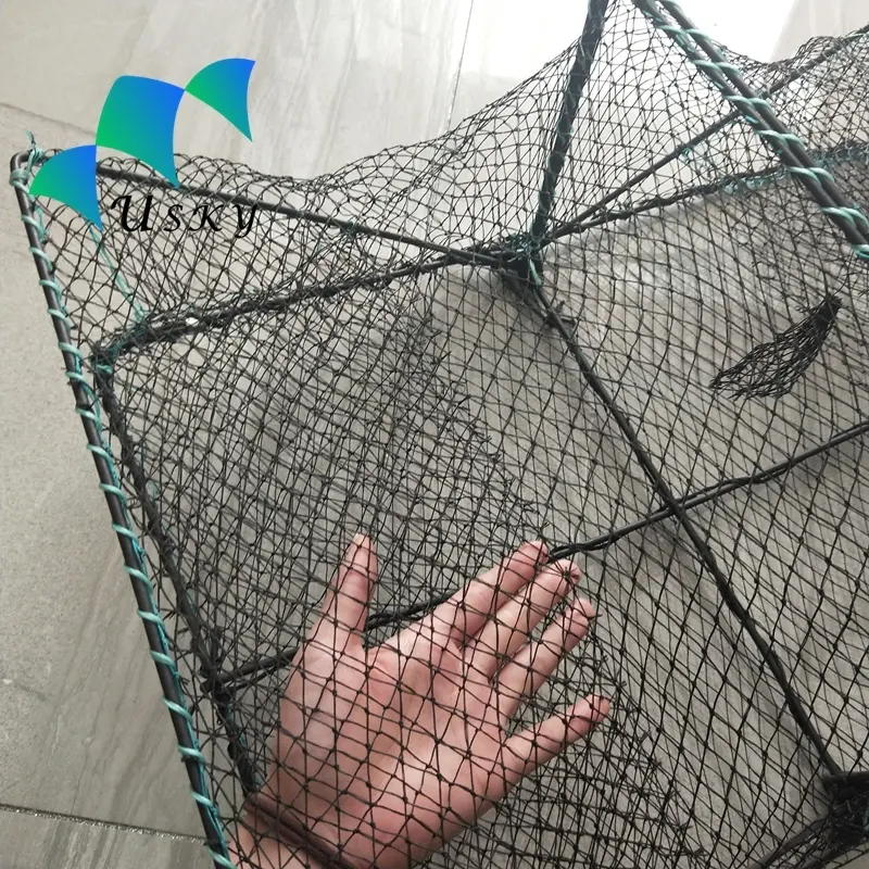 60*40*22cm Square Crab/Lobster/Fish Pot Netting Spring Folding Steel Crab Cage For Sale