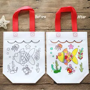 Bags Bags 100% Recycled Non-woven Reusable Coloring Bags For Kids Easy Paint By Number Kits DIY Art Crafts Non Woven Bag Eco Bag Diy