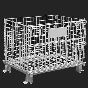 Offre Spéciale Anti-corrosion conteneur en treillis métallique pliable cage de stockage avec roues