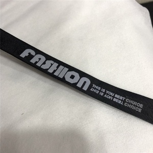 Tejer grogrén (ligamento tafetán <span class=keywords><strong>cinta</strong></span> impresa negro personalizado satén <span class=keywords><strong>cinta</strong></span> tejida con logo correas para el collar de perro y silla de jardín - Product Image 3