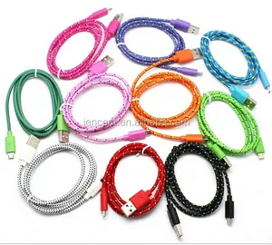 Цветной usb-кабель длиной 1 м/3 фута, Плетеный micro-usb-кабель/кабель для iphone