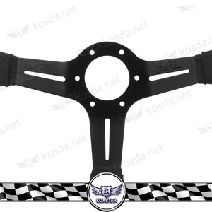 Venta caliente 350mm 330mm Marco <span class=keywords><strong>De</strong></span> <span class=keywords><strong>Cuero</strong></span> Negro 3 habló JdM volante con el botón universal del volante del coche rueda - Product Image 5
