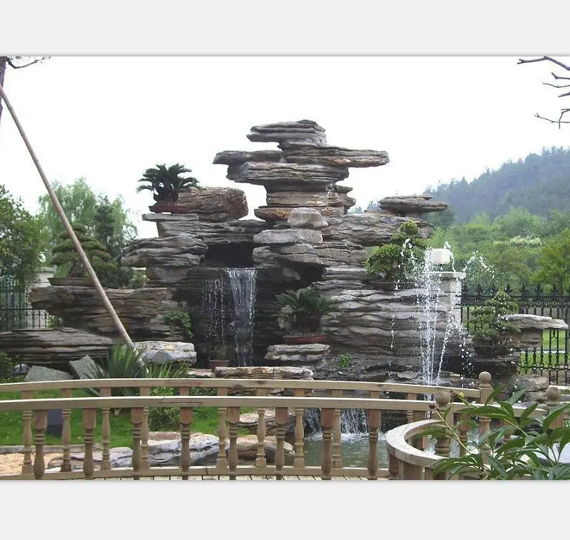 قوانغتشو حديقة الديكور الألياف الزجاجية صخرة صناعية شلال