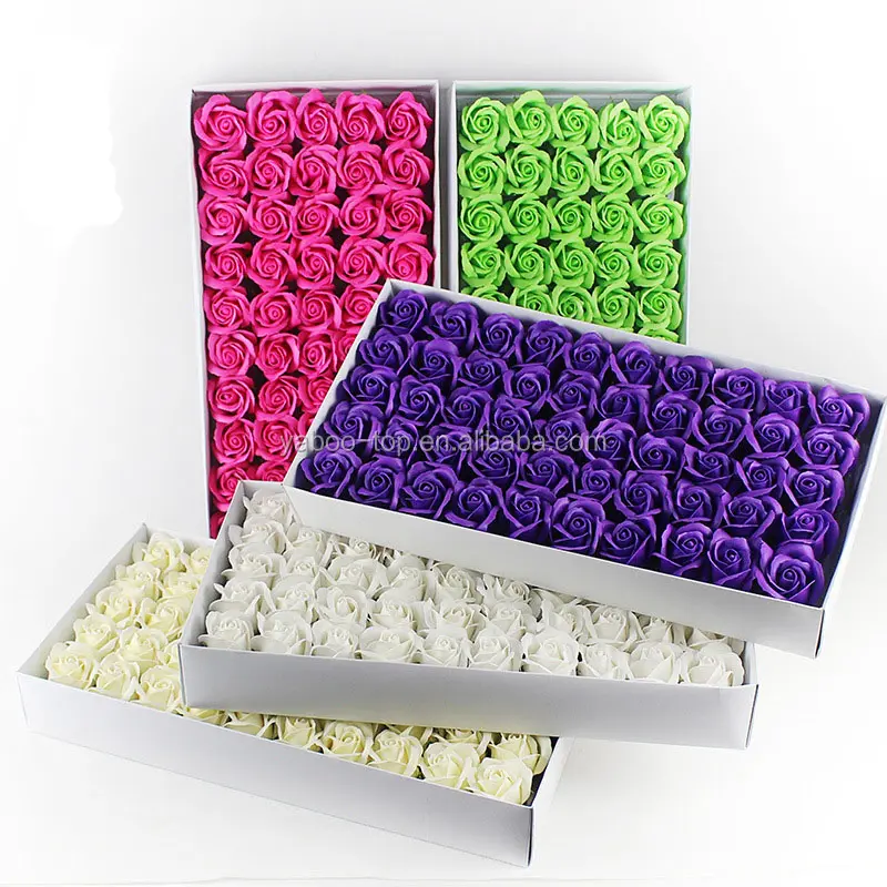 16 Colors New Soap Flower Artificial Roses High Grade 50Pcs/Set Box-packed Romantic Valentine's Day Gift Wedding Flowers