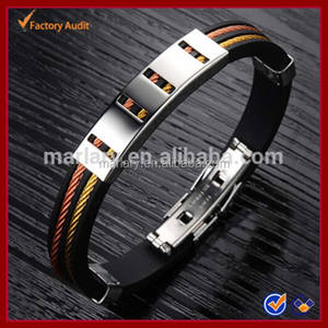 Hommes Bijoux <span class=keywords><strong>en</strong></span> acier inoxydable Bodino <span class=keywords><strong>Cable</strong></span> Wire Silicone Wristband <span class=keywords><strong>Bracelet</strong></span> <span class=keywords><strong>en</strong></span> caoutchouc - Product Image 3