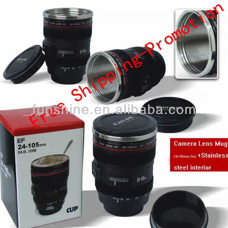 Envío gratuito de lente de la cámara de café taza 24-105mm 2nd coninterior de aceroinoxidable de la taza