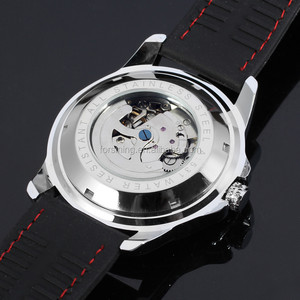Nouveau gagnant noir Silicone bracelet automatique mécanique squelette montre pour hommes mode montres Reloj Hombre Horloge - Product Image 4