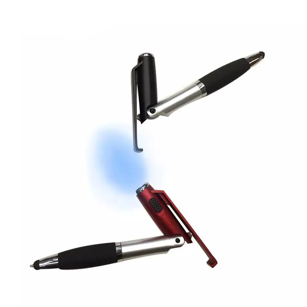 1 में 4 कलम के साथ कस्टम लोगो प्लास्टिक कलम सेल फोन धारक कलम के साथ प्रकाश और टच स्क्रीन