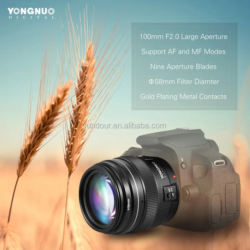 Usefu取るHD DSLR写真のカメラlenニコン用、キヤノン用Yongnuo 100MM F2 Lens Large Aperture AF/MF Medium Telephoto Primeル