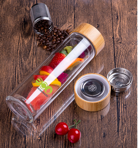 Bottiglia d'Acqua <span class=keywords><strong>in</strong></span> Vetro a Doppia Parete Isolata con Infusore per Tè e Frutta, Coperchio <span class=keywords><strong>in</strong></span> <span class=keywords><strong>Bambù</strong></span>, Senza Ordine Minimo - Product Image 6
