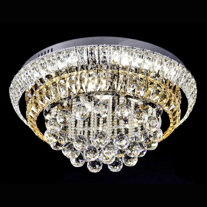 Nieuwe Moderne Plafondlamp Kristal Materiaal Ronde Klassieke Led Kristallen Kroonluchter Ronde Woonkamer Led Binnenverlichting