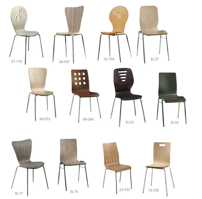 Empilable série meubles de restaurant de restauration rapide contreplaqué chaises de salle à manger