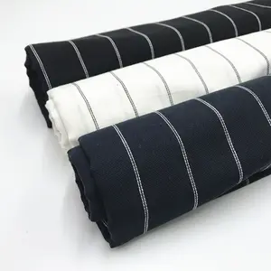 High quality cotton and linen dyed yarn black and white striped fabric