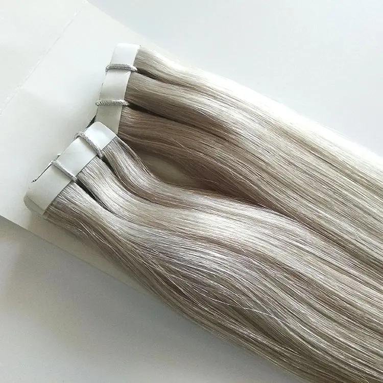 22 inch Platinum Blonde Ash Blonde Tape Hair Extensions Human