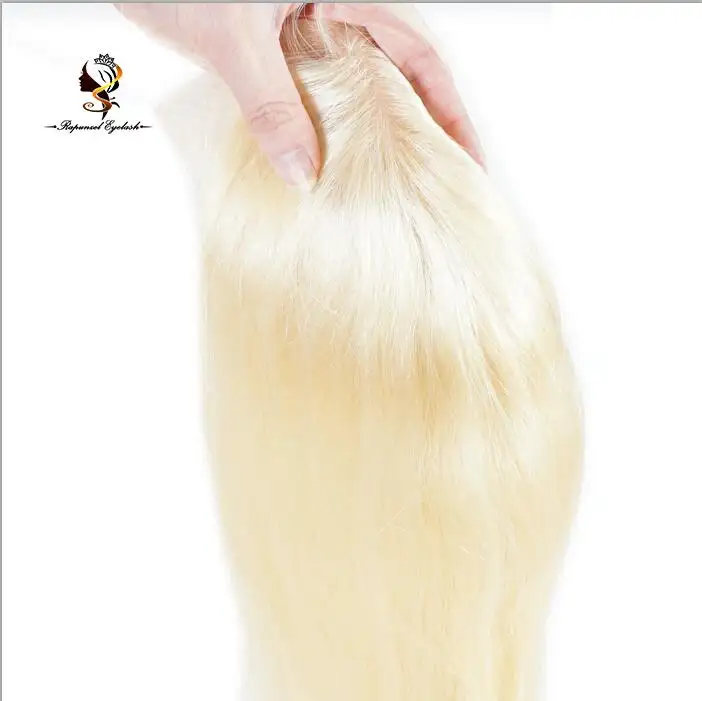 Dropshipping white blond silk top lace closure silky straight silk base closure with clips