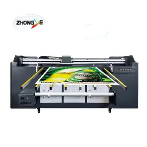Large wide format uv printer Zhongye uv hybrid printer uv flatbed roll to roll printer 3.2m widely used cheap low cost new