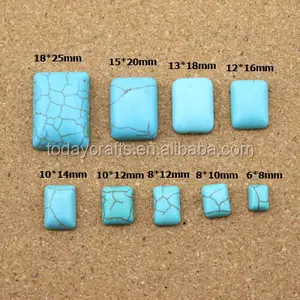 6*8/8*12/10*12/8*10/10*14/12*16/13*18/15*20/18*25mm Half Square Flat Back Craft Blue Turquoise Cabochons Beads