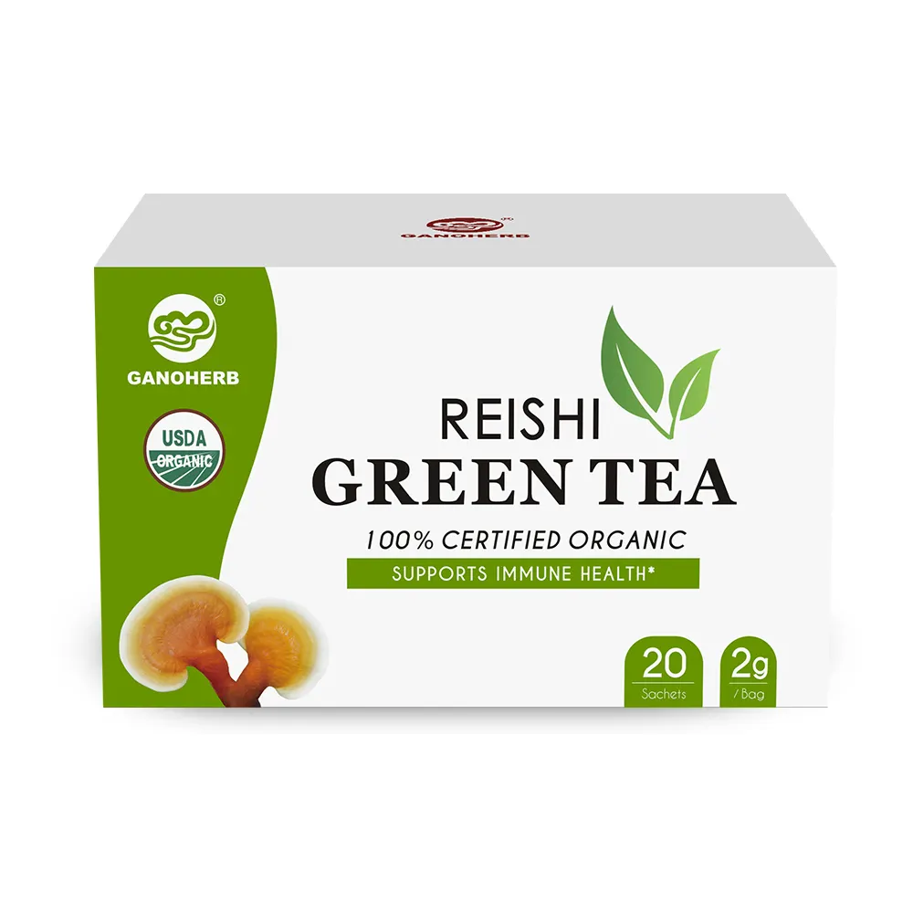 Chinese Organic Herbal Green Tea With 100% Certified Organic Reishi mushroom In Tea Bag