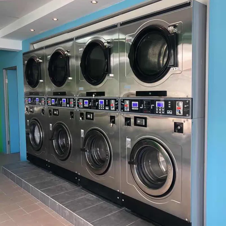 Malaysia coin operated stack washer dryer in one 20+20kg commercial laundry coin dryer