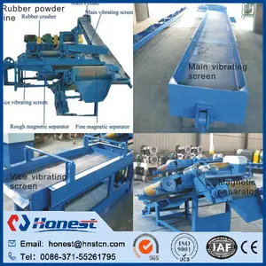 Semi-automática de reciclaje de neumáticos proceso para hacer polvo de caucho/residuos de neumáticos de la máquina de proceso