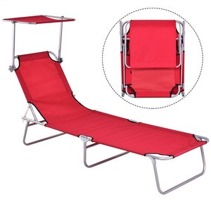 Portable Folding Camping Bed Sun Lounger Outdoor Patio Lounge <strong>Recliner</strong> <strong>Garden</strong> Chair <strong>Recliner</strong> with Sunshade Canopy - Product Image 4