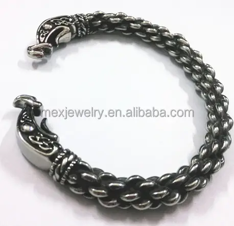 Large Chunky 316L Mens Stainless Steel Bracelet Dragon Viking Bangle Bracelets for men jewelry