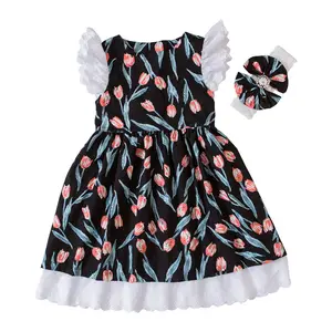 High Quality Fashion Frocks Designs Boutique Clothes Small Kids Party Dresses for 2-8 Years old Baby Girls