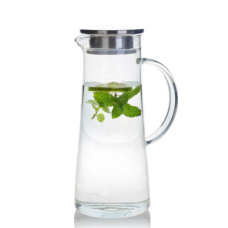 Borosilicate Glass Water Carafe PitcherとStainless Steel Infuser Lid、50オンス