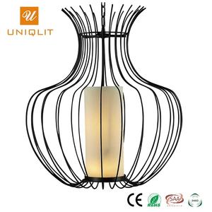 Decorativo moderno Hotel forma florero hierro negro mate tela colgante Luz - Product Image 4