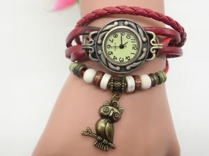 Commercio all'ingrosso Fatti A Mano Dell'involucro del Cuoio Intrecciato Perline di <span class=keywords><strong>Legno</strong></span> Braccialetto di Corda Degli Uomini Delle Donne Del Braccialetto Del Gufo di Fascino Della Vigilanza - Product Image 3