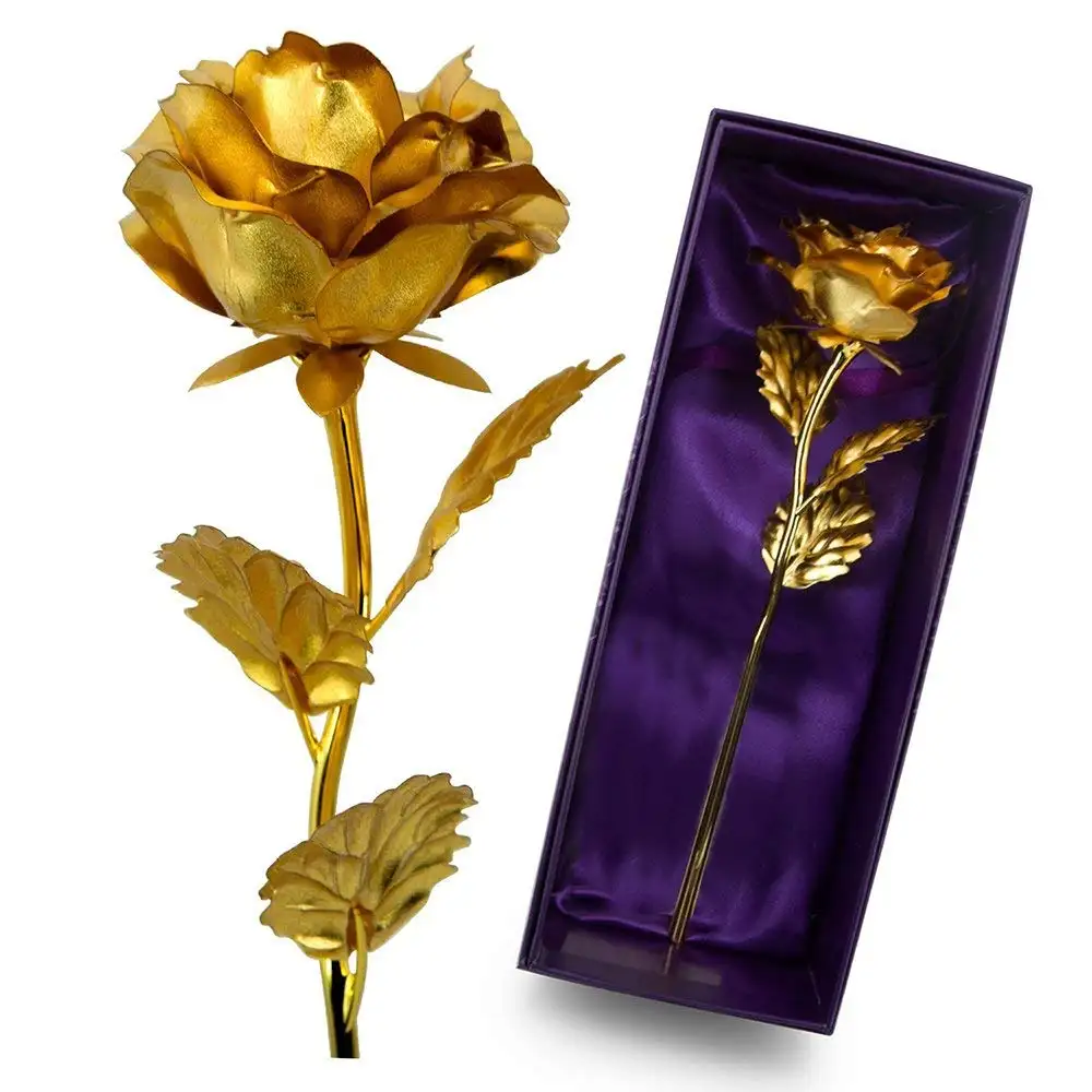 Artificial Flowers Golden 24k Roses Gold Rose Flower for Valentine's Day Gift