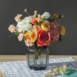 Vases de fleurs style cylindre coloré, lot de 3 pièces, grand centre de table en <span class=keywords><strong>verre</strong></span> avec différents Design pour décoration intérieure, rayé - Product Image 5