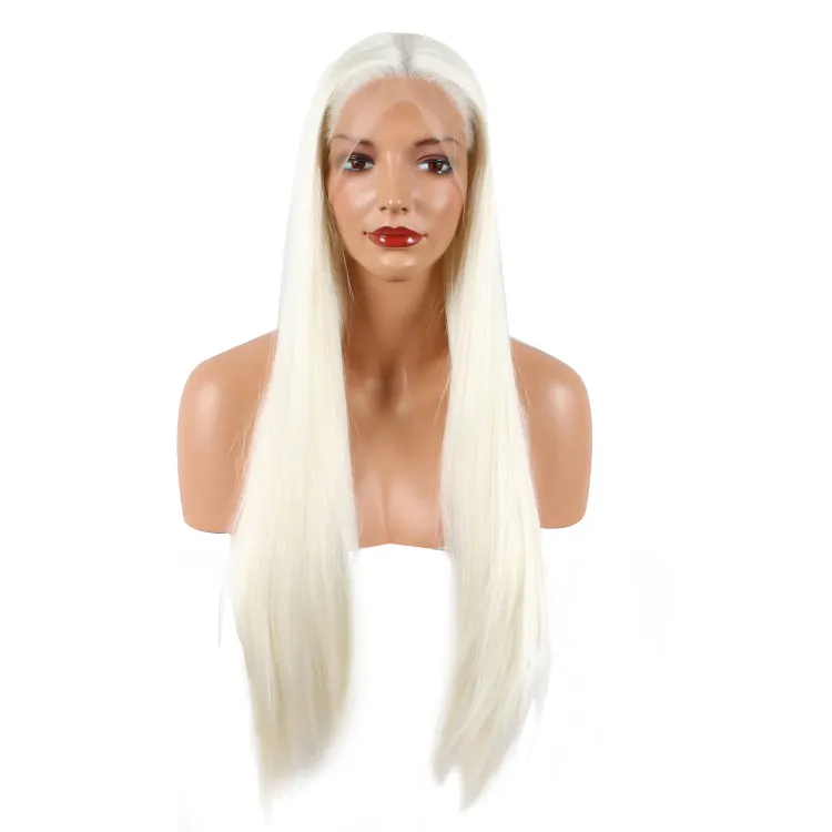 Beautiful Long Straight White Human Hair Wig