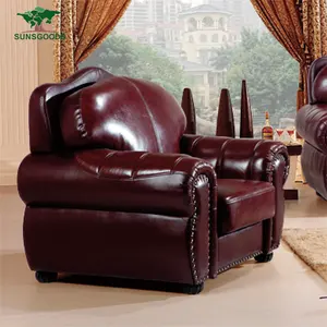 最新设计躺椅真皮沙发套装3 2 1座，真皮按摩客厅7座沙发