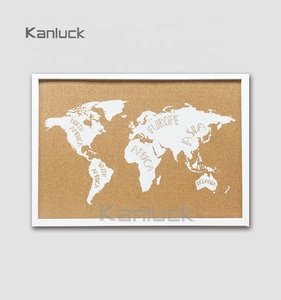 Tablero de <span class=keywords><strong>Corcho</strong></span> Decorativo con Mapa del Mundo Estilo Art Deco, Impresión Serigráfica, Marco de Madera Blanca, Resistente al Agua y a la Decoloración - Product Image 3