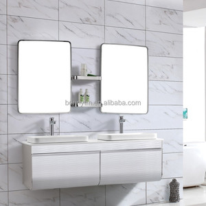 BONNYTM Hotel 201/304SS Tapa de Mármol Artificial Blanco Moderno de La Pared Barato Cuencos Dobles y Mirrir Vanidad de Baño - Product Image 1