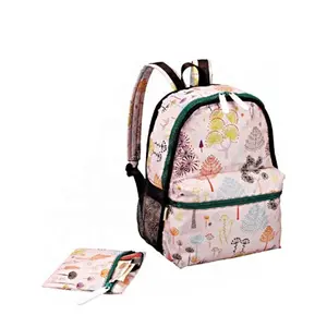 China Factory Nice Patterns Custom Girl Shopping Backpack with Pen Bag