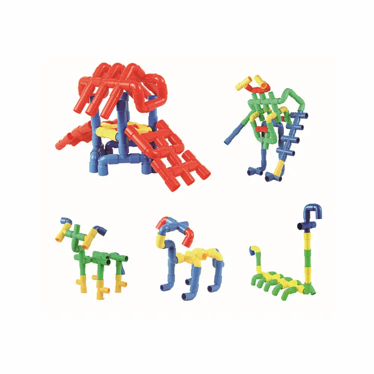 Günstige DIY pädagogische Kinder Plastik blöcke Bau Puzzle Rohr Verbindungs spielzeug