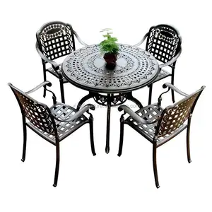 Mobiliário de alumínio fundido, cadeira e mesa de jardim ao ar livre