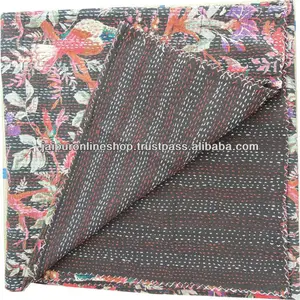 Best Deal New Bird Print Kantha Quilts Throws Rugs Bedspreads Cushions Pillows