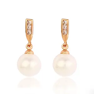 New design fashion rose gold color earring pearl