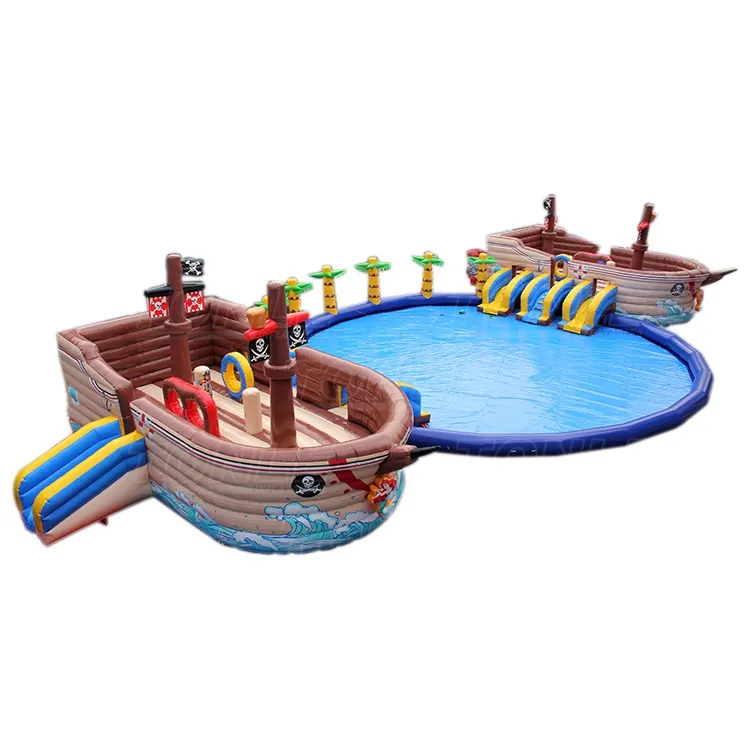 outdoor mobile pirate ship commercial giants inflatable pool water park/ waterpark/ aqua park for sale