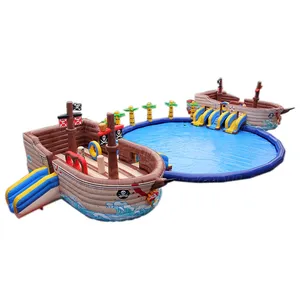 Outdoor Mobiele Piratenschip Commerciële Giants Opblaasbaar Zwembad Water Park/Waterpark/Aqua Park Te Koop