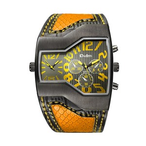 Montre en cuir pour hommes, horloge <span class=keywords><strong>à</strong></span> double heure, mouvement <span class=keywords><strong>à</strong></span> <span class=keywords><strong>Quartz</strong></span> japonais, 6 couleurs, tendance, Original, 1220 - Product Image 4