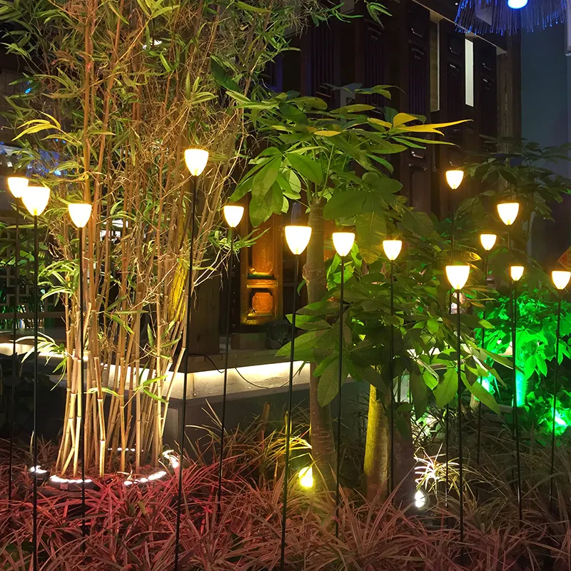 High quality cheap outdoor flower garden decoration LED solar flower fiber optic light