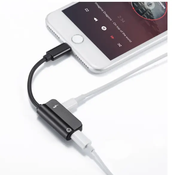 2で1 Quick Charging Data Line 8 Pinに3.5ミリメートルaux Audio Splitter Headset Converter CableためiPhone7 7プラスAdapter