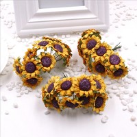 Fleurs artificielles en papier miniatures faites à la main en gros, 2-3 cm, décoration de mariage, scrapbooking, roses, calla, tournesols