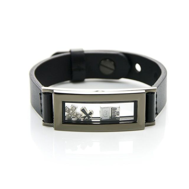 Custom Design 316l Stainless Steel Floating Glass Rectangle Locket Charm Bracelet