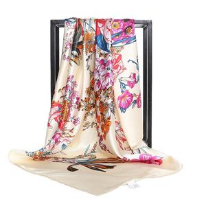 Damen Seiden schal Euro Red Blumen druck Quadratische Kopftücher Luxus Marken qualität Weibliche Foulard <span class=keywords><strong>Satin</strong></span> Schals und <span class=keywords><strong>Wraps</strong></span> 90*90