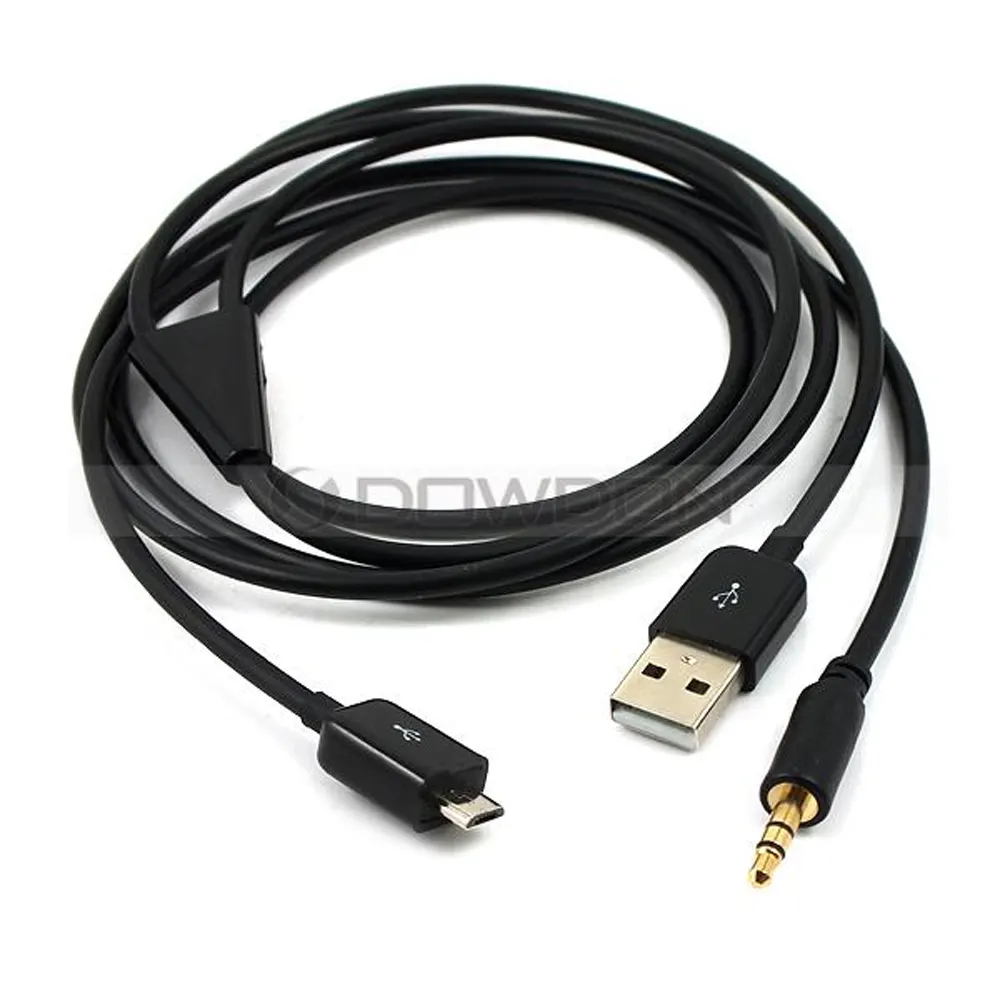 3.5mm Car Stereo Aux Audio Micro USB Sync Data Charger Cable for Samsung HTC LG